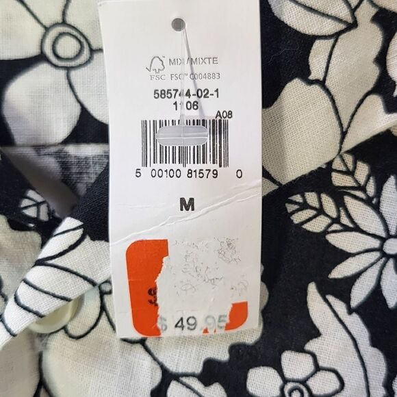 Gap Women's Black & White Flowered Linen Blend Blouse - Picture 4 of 11